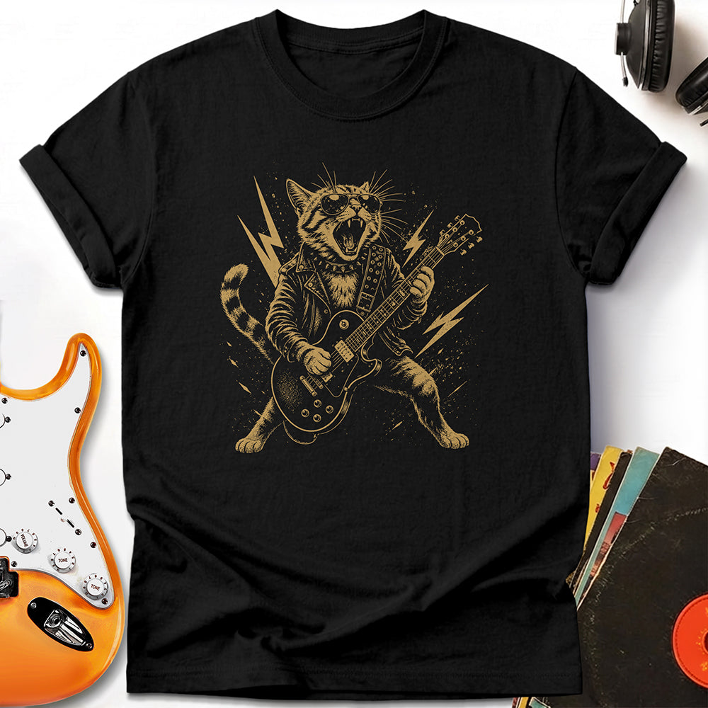 Cat Guitar Tee — Black