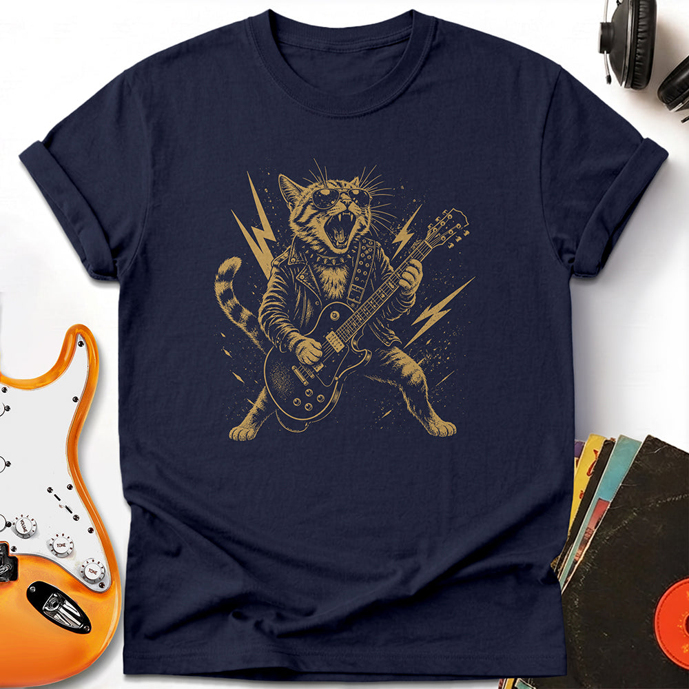 Cat Guitar Tee — Navy