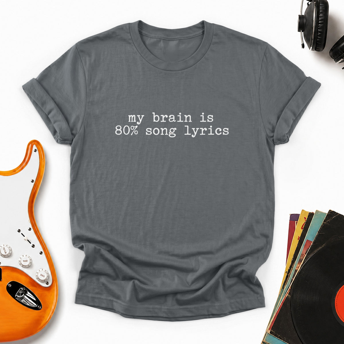 80% Song Lyrics Tee — Charcoal