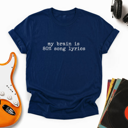 80% Song Lyrics Tee — Navy
