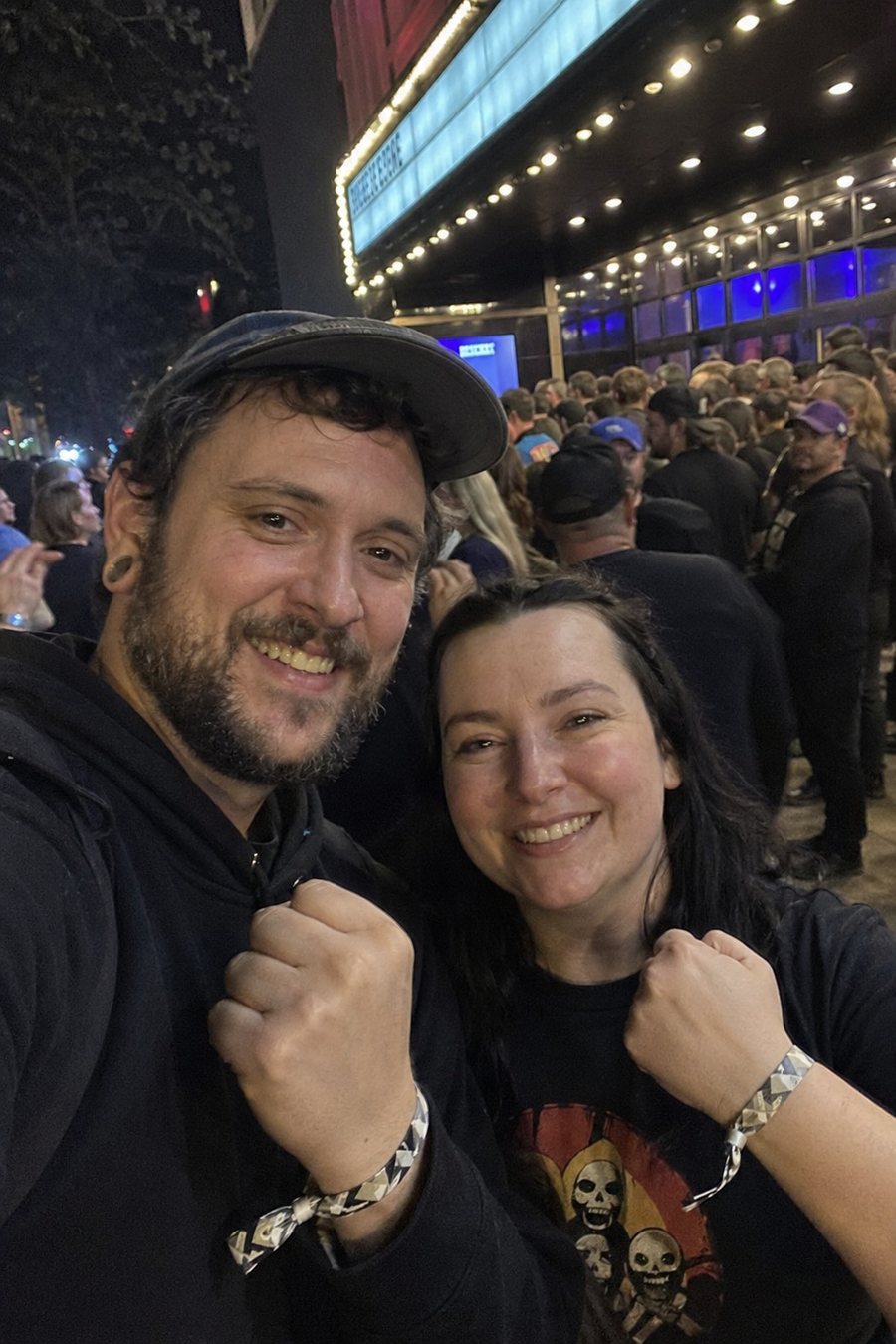 Fans outside a music venue